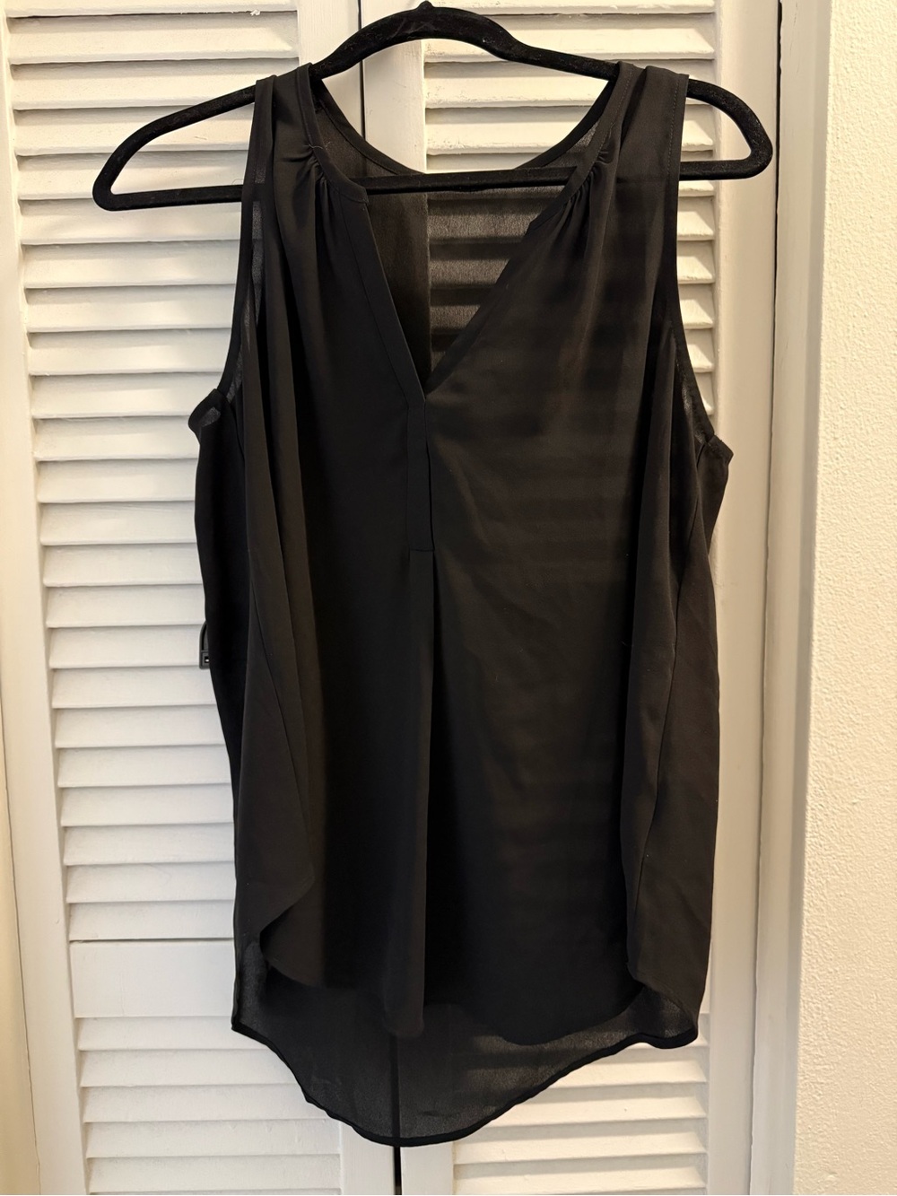 Lush Black V-Neck Draped Sleeveless Tank Top